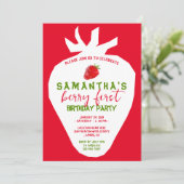 Rode StrawBerry Verjaardag Eenvoudige Driehoek Kaart (Staand voorkant)