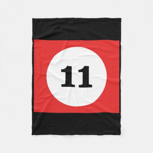 Rode Streep Biljart Pool Ball #11 Matching Group Fleece Deken (Voorkant)