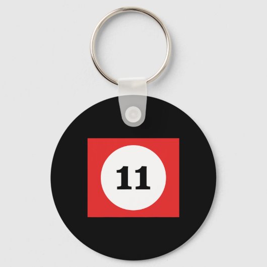 Rode Streep Biljart Pool Ball #11 Matching Group Sleutelhanger (Voorkant)