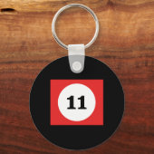 Rode Streep Biljart Pool Ball #11 Matching Group Sleutelhanger (Voorkant)