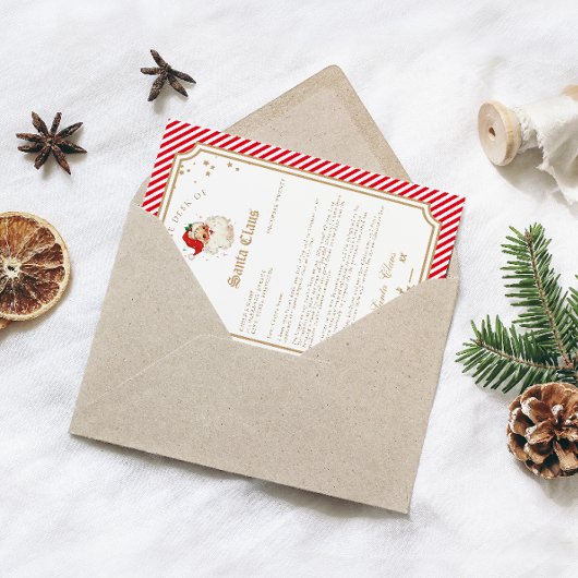 Rode Streep Brief Van Kerstman Kaart