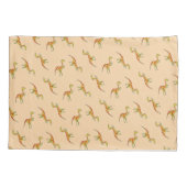 Rode streep geel dinosauruspatroon kussensloop (Achterkant)