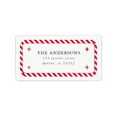 Rode Streep Grens en Sterren Kerstadres Etiket (Voorkant)