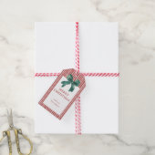 Rode Streep Groene Strik Kerst Cadeau Labels Cadeaulabel (Met Touw)