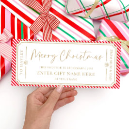 Rode streep kerstcadeaubon Kaart
