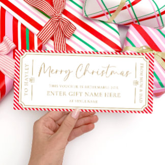 Rode streep kerstcadeaubon Kaart