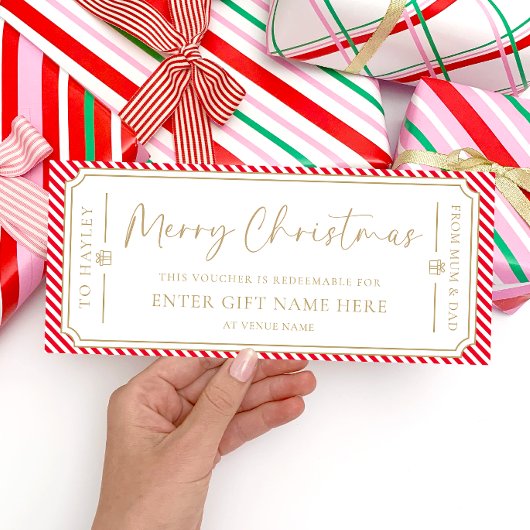 Rode streep kerstcadeaubon Kaart