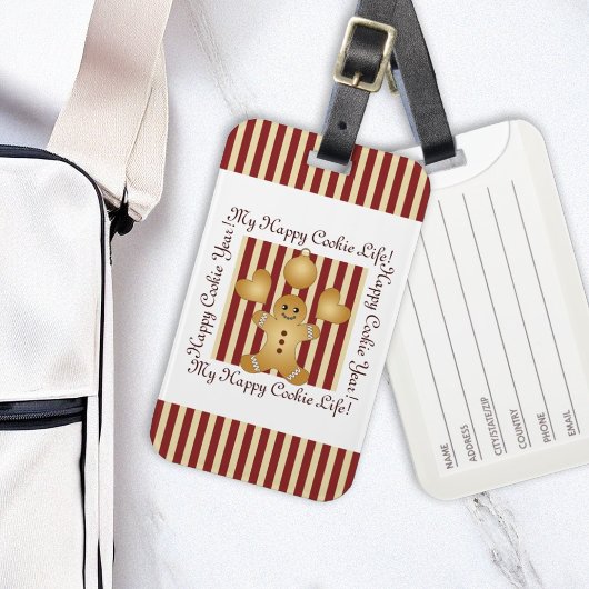 Rode Streep Kerstkoekje Gingerbread Man Kinder Bagagelabel