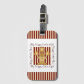 Rode Streep Kerstkoekje Gingerbread Man Kinder Bagagelabel (Voorkant (verticaal))