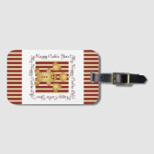 Rode Streep Kerstkoekje Gingerbread Man Kinder Bagagelabel (Voorkant (horizontaal))