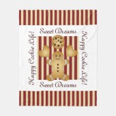 Rode Streep Kerstkoekje Gingerbread Man Kinder Fleece Deken (Voorkant)
