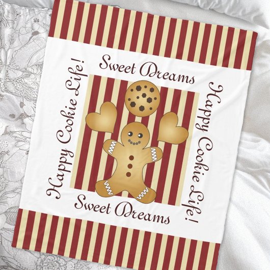 Rode Streep Kerstkoekje Gingerbread Man Kinder Fleece Deken