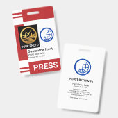 Rode Streep Kolommen Speciale Fotolijst Pers ID Badge (Voor- en achterkant)