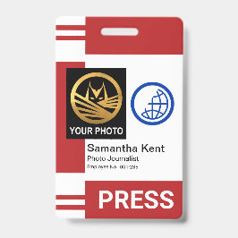 Rode Streep Kolommen Speciale Fotolijst Pers ID Badge