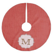 Rode Streep Patroon Monogram Initiaal Boom Rok Kerstboom Rok (Voorkant)