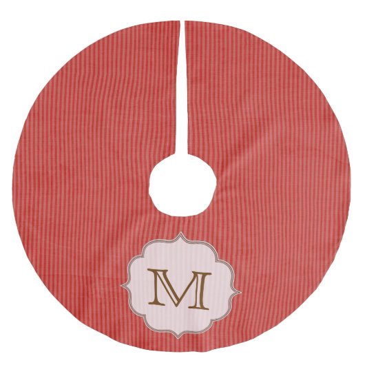 Rode Streep Patroon Monogram Initiaal Boom Rok Kerstboom Rok (Voorkant)