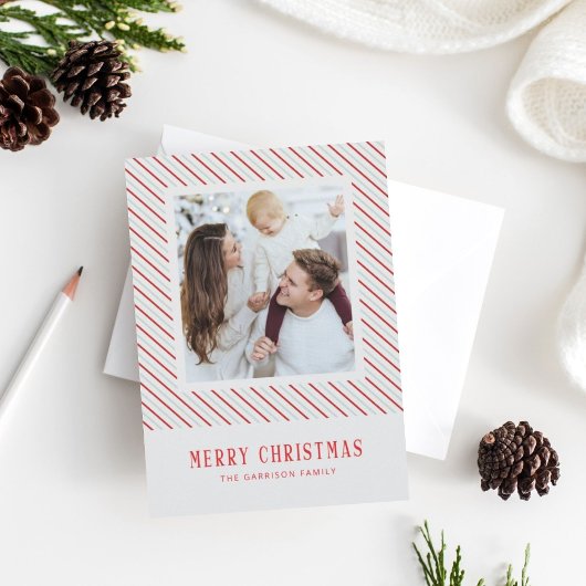 Rode Streep Vrolijk Kerstfeest Helder Feestdagenkaart
