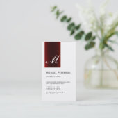 Rode streep wit monogram verticaal Visitekaartje (Staand voorkant)