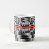 Rode streep zwart-wit koffiemok (Voorkant links)