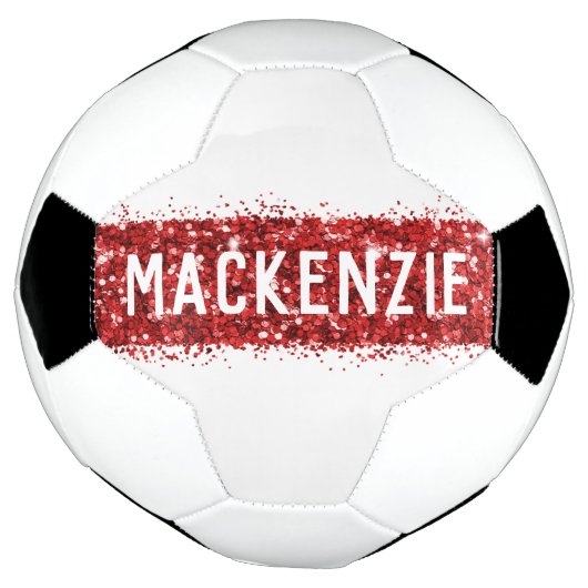 Rode strepe Monogram Naam Gepersonaliseerd Voetbal (Gedraaid)