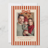 Rode strepen boog  feestdagenkaart (Voorkant)