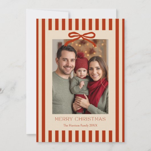 Rode strepen boog  feestdagenkaart (Voorkant)