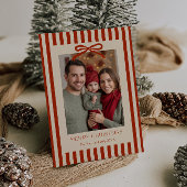 Rode strepen boog  feestdagenkaart