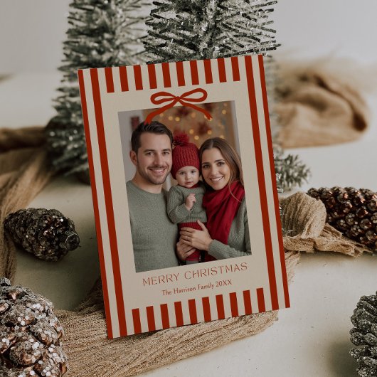 Rode strepen boog  feestdagenkaart