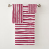 Rode Strepen Bordeaux Bad Handdoek (Insitu)