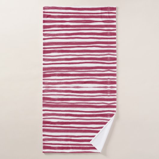 Rode Strepen Bordeaux Bad Handdoek (Badhanddoek)