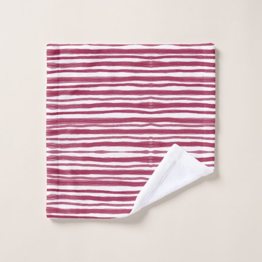 Rode Strepen Bordeaux Bad Handdoek (Wasdoekje)