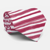 Rode Strepen Bordeaux Stropdas (Opgerold)