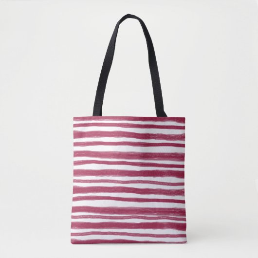 Rode Strepen Bordeaux Tote Bag (Voorkant)