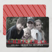 Rode strepen, dubbelzijdige fotokaart feestdagenkaart (Voorkant / Achterkant)