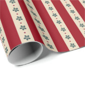 Rode Strepen En Bloemen Cadeaupapier (Rol Hoek)