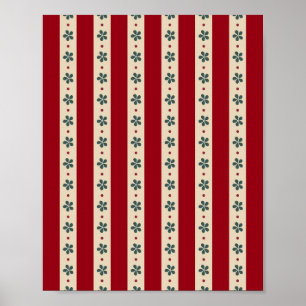 Rode Strepen En Bloemen Poster