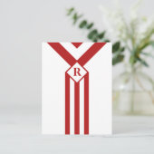 Rode strepen en Chevrons met monogram op wit Briefkaart (Staand voorkant)