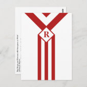 Rode strepen en Chevrons met monogram op wit Briefkaart (Voorkant / Achterkant)