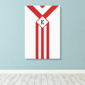 Rode strepen en Chevrons met monogram op wit Canvas Afdruk (Insitu (Houten vloer))
