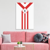 Rode strepen en Chevrons met monogram op wit Canvas Afdruk (Insitu (Woonkamer))