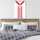 Rode strepen en Chevrons met monogram op wit Canvas Afdruk (Insitu (Slaapkamer))