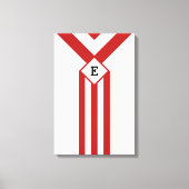 Rode strepen en Chevrons met monogram op wit Canvas Afdruk (Voorkant)
