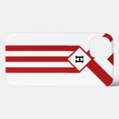 Rode strepen en Chevrons met monogram op wit Case-Mate iPhone Case (Achterkant (horizontaal))