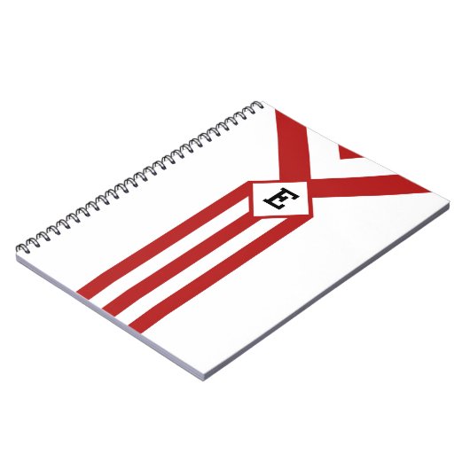 Rode strepen en Chevrons met monogram op wit Notitieboek (Linkerzijde)