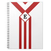 Rode strepen en Chevrons met monogram op wit Notitieboek (Voorkant)
