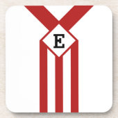Rode strepen en Chevrons met monogram op wit Onderzetter (Voorkant)