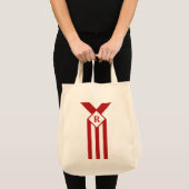 Rode strepen en Chevrons met monogram op wit Tote Bag (Voorkant (product))