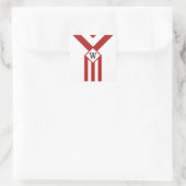 Rode strepen en Chevrons met monogram op wit Vierkante Sticker (Tas)