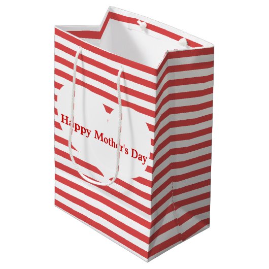 Rode strepen en hart | Moederdag Cadeautas (Voorkant Gekanteld)