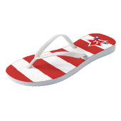 Rode strepen en sterren met je monogram teenslippers (Schuin)